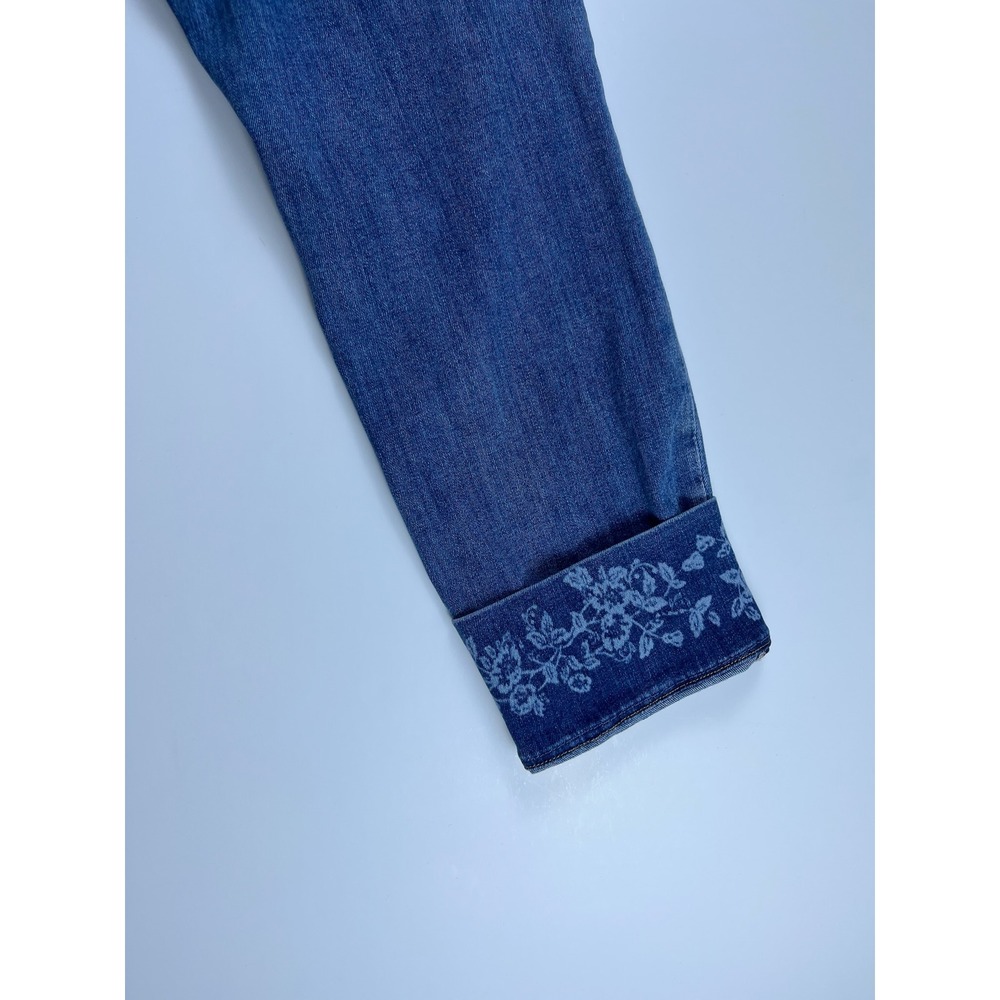 Jag Carter Girlfriend Jeans Womens 8/26 Medium Wash Floral Embroidered Cuff Blue - Picture 13 of 14
